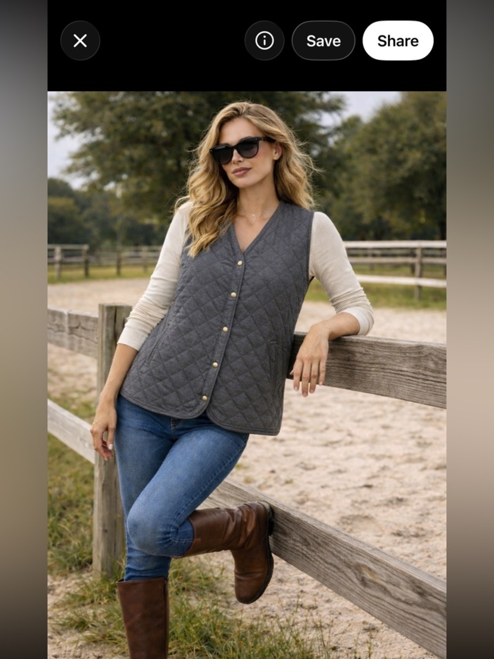 LL Bean - woman’s gray quilted thermal button up vest - size L/XL